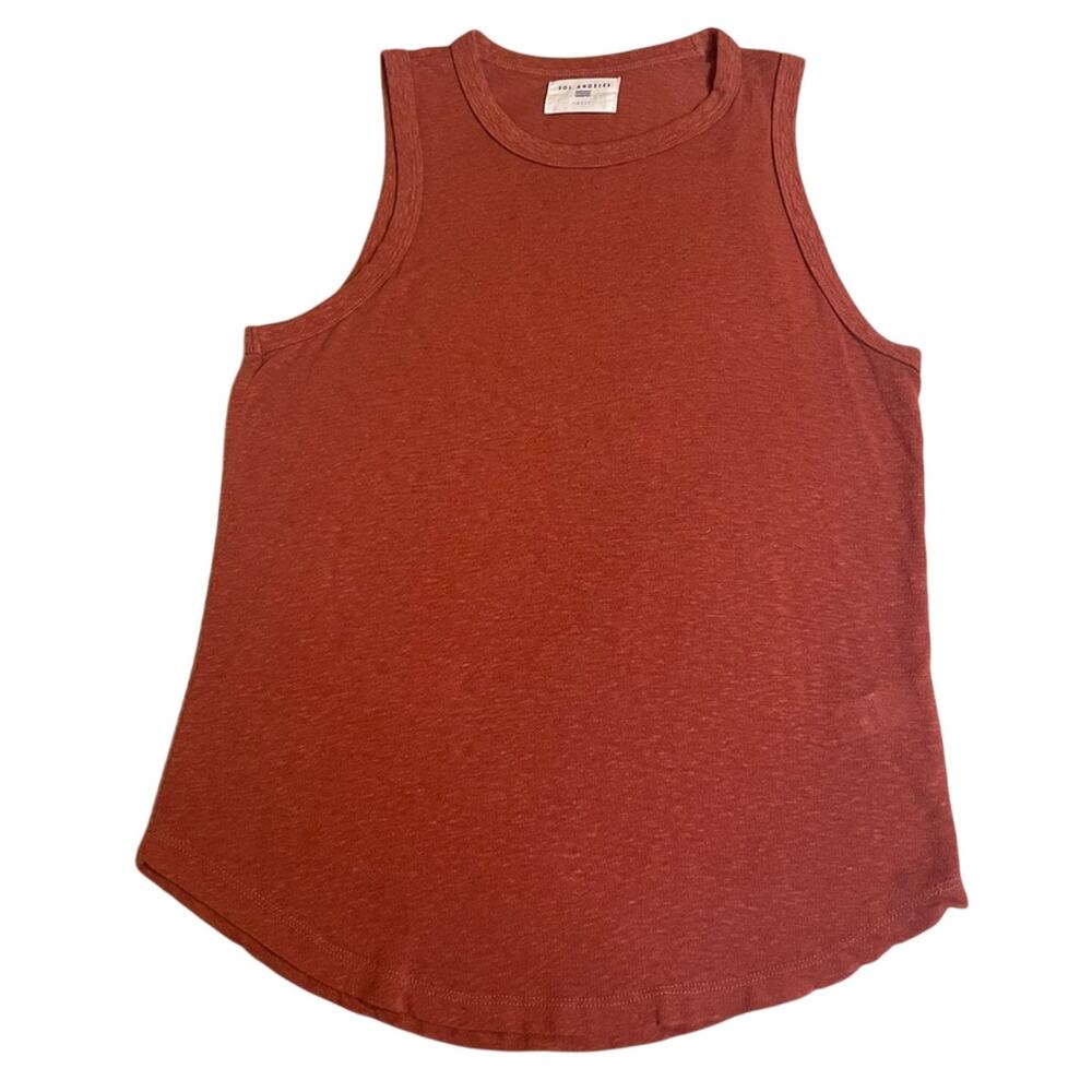 SOL Angeles Red/Coral Light Weight Classic Beach Style Loose Fit Tank Top Small